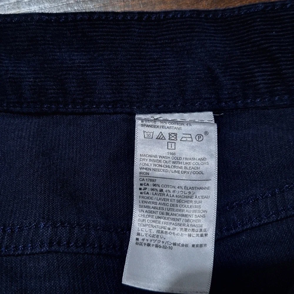 Banana Republic Mens Slim Fit Corduroy Pants Navy Blue 34x34 Cotton Stretch